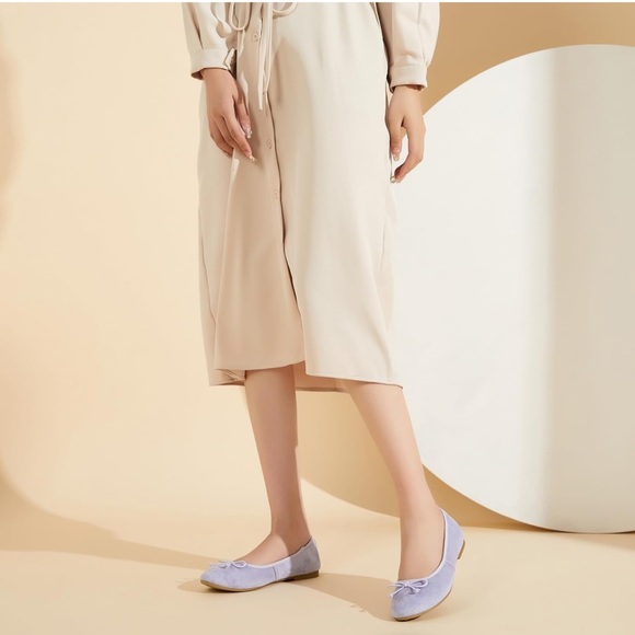 ✨💜Lilac Memory Foam Witwatia Bow Flat Ballet Dress Shoes💜✨Light Purple - Picture 5 of 6
